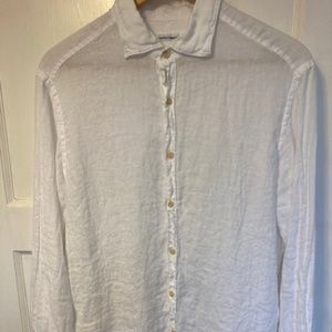 Mastai Ferretti Long Sleeve White Linen Shirt